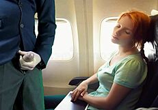 Public masturbation with a sexy flight attendant